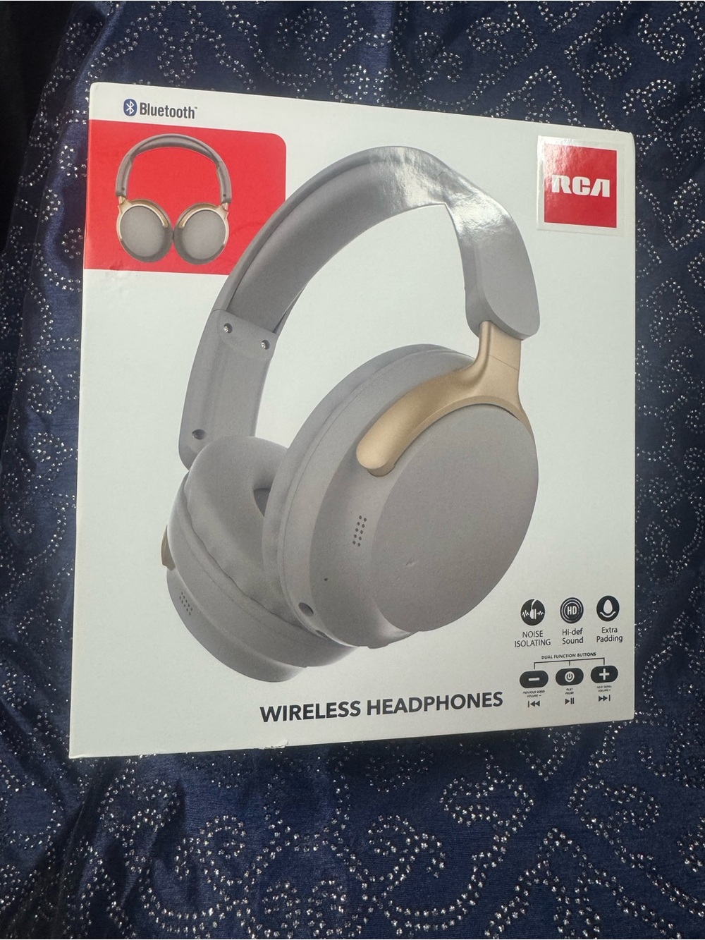 Wireless Bluetooth Over-Ear Headphones - Gray & Gold